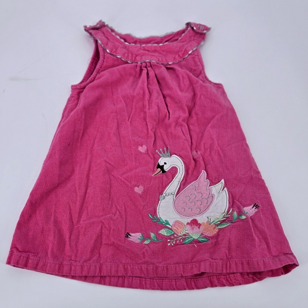 Nannette Kids Pink Corduroy Swan Princess Appliqué Sleeveless Dress 4T